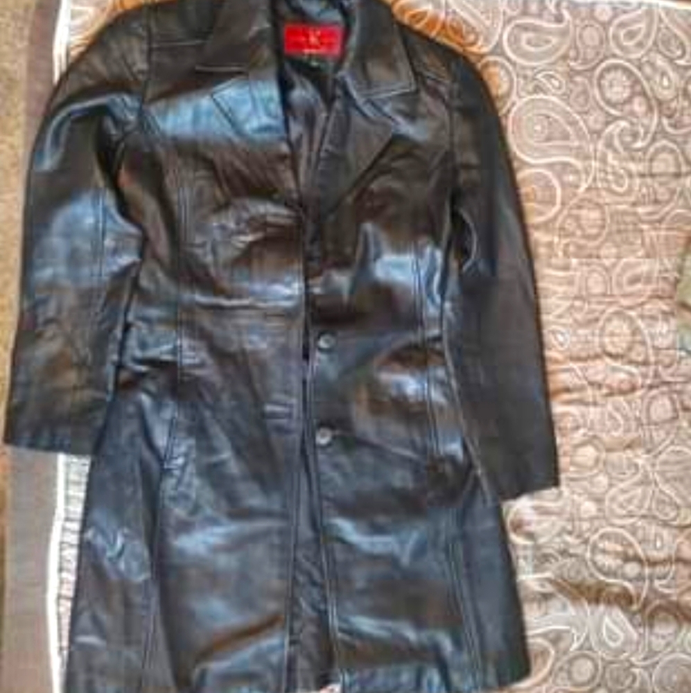 Women's long leather coat